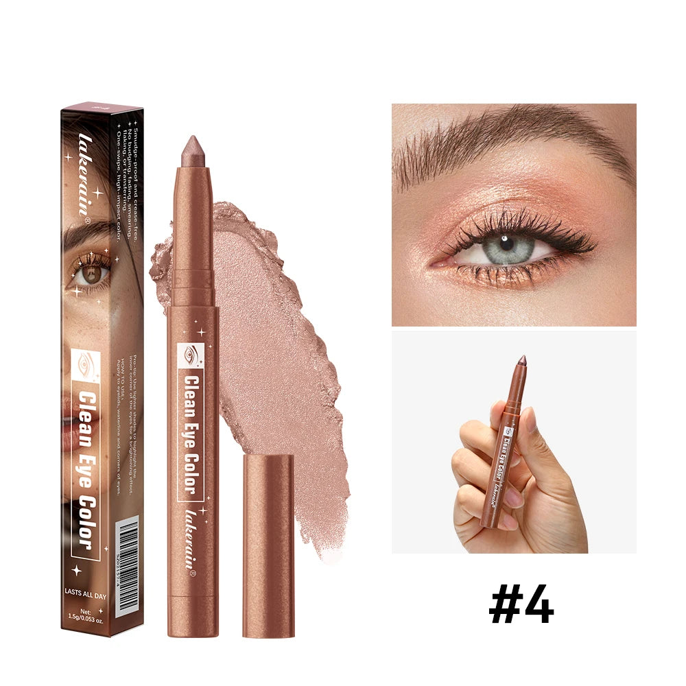 Shimmer Cream Eyeshadow Stick Waterproof Metallic Eye Shadow Crayon Blendable Long Lasting Glitter Eye Brightener Stick Daily Eye Makeup Cosmetic