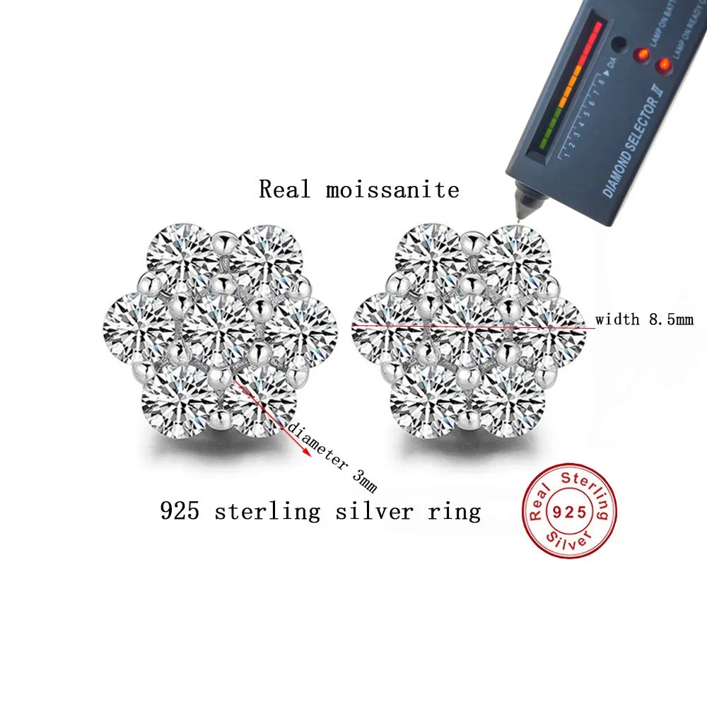 Cbtb Real Moissanite D Color 925 Sterling Silver Snowflake Stud Earrings for Women Wedding Luxury Jewelry Wholesale