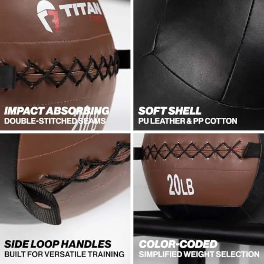 Wall Ball for Medicine Ball Training: Soft Leather Black Durable for Endurance Cardio Core Strength