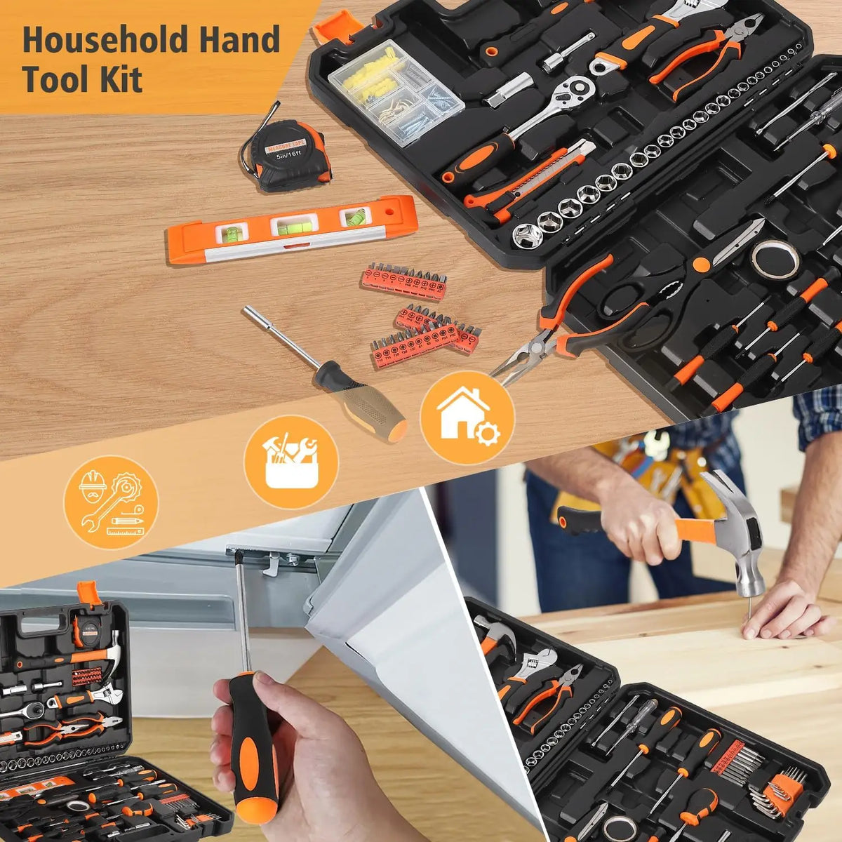 Tacleekii Household Hand Tool Set For Home Repairs And Workshop