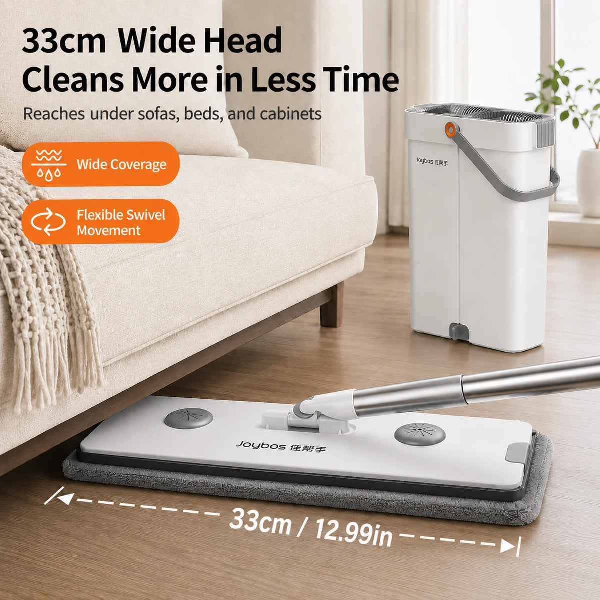Joybos Ultra Slim Flat Mop Bucket Hands Free Cleaning System