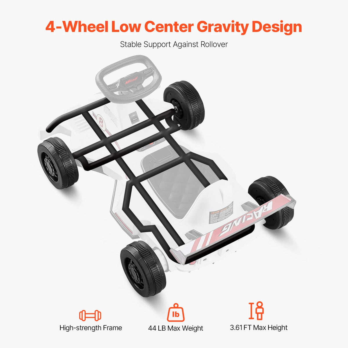 SucceBuy Electric Pedal Go Kart With LED Headlight And Horn