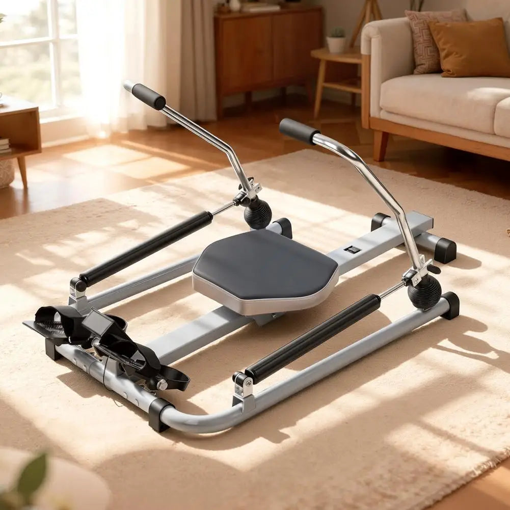 Home Rowing Machine, Hydraulic Rower with LCD Monitor, Adjustable Resistance up to 110LBS & Large Cushioned Seat, 265LBS Quiet R