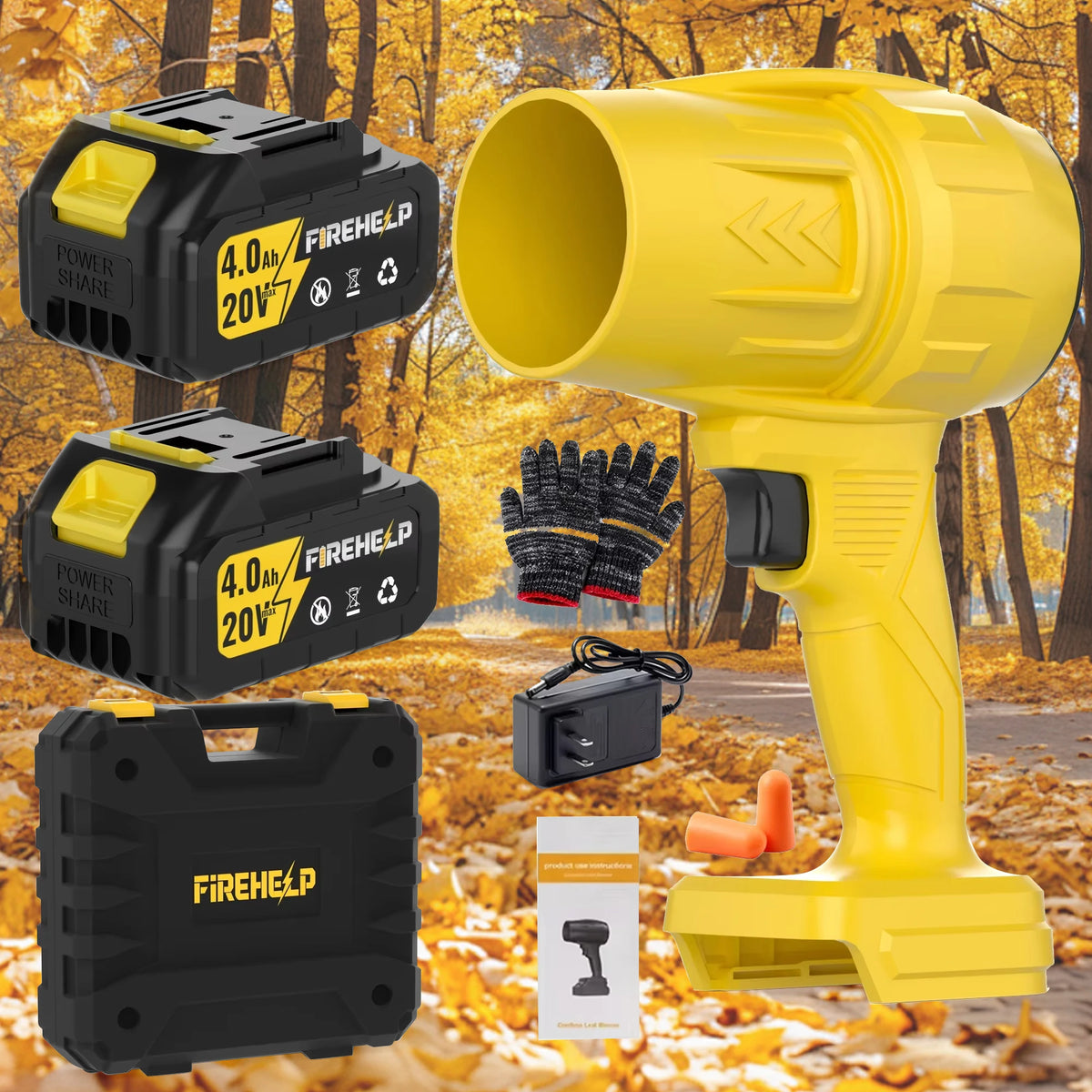 FIREHELP Cordless Leaf Blower Electric Jet Blower, Portable Dust Remover, Handheld Blower – 200 MPH Air Speed, 765 CFM Air Volum