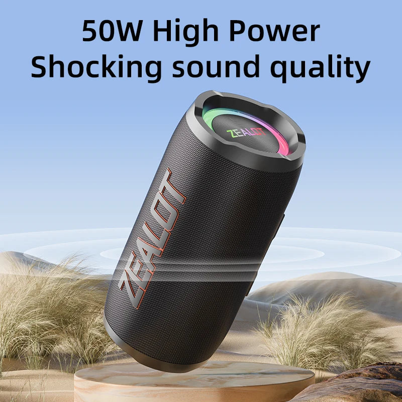 ZEALOT-S76 50W Portable Bluetooth Speaker Wireless Waterproof Outdoor IPX6 Stereo Bass Music Track Speaker Sound Box