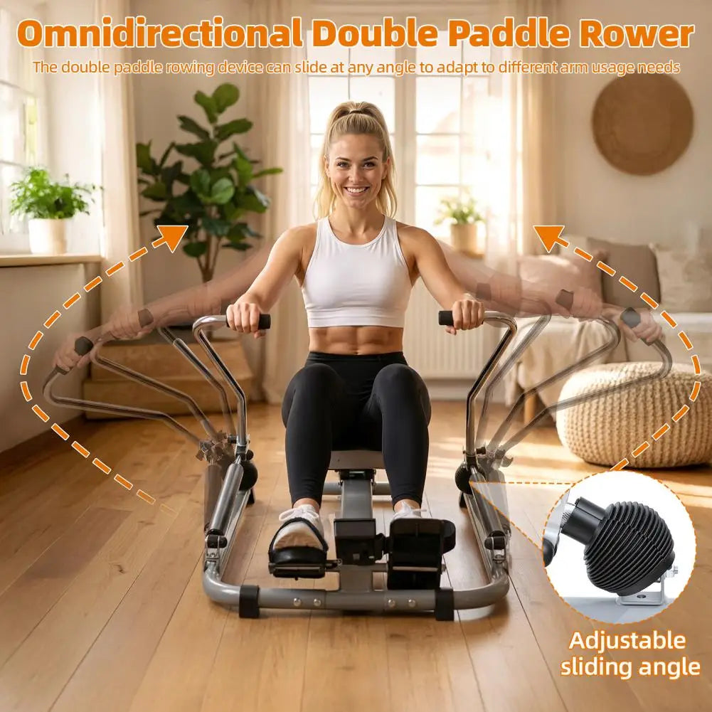 Home Rowing Machine, Hydraulic Rower with LCD Monitor, Adjustable Resistance up to 110LBS & Large Cushioned Seat, 265LBS Quiet R