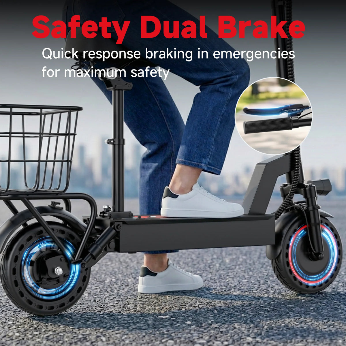 AOVOPRO 500W Foldable Electric Bicycle With Basket And Dual Suspension