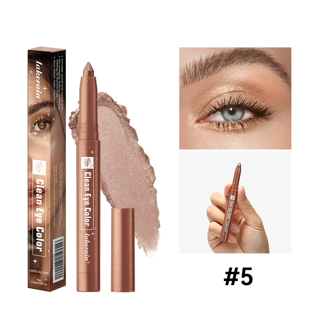 Shimmer Cream Eyeshadow Stick Waterproof Metallic Eye Shadow Crayon Blendable Long Lasting Glitter Eye Brightener Stick Daily Eye Makeup Cosmetic