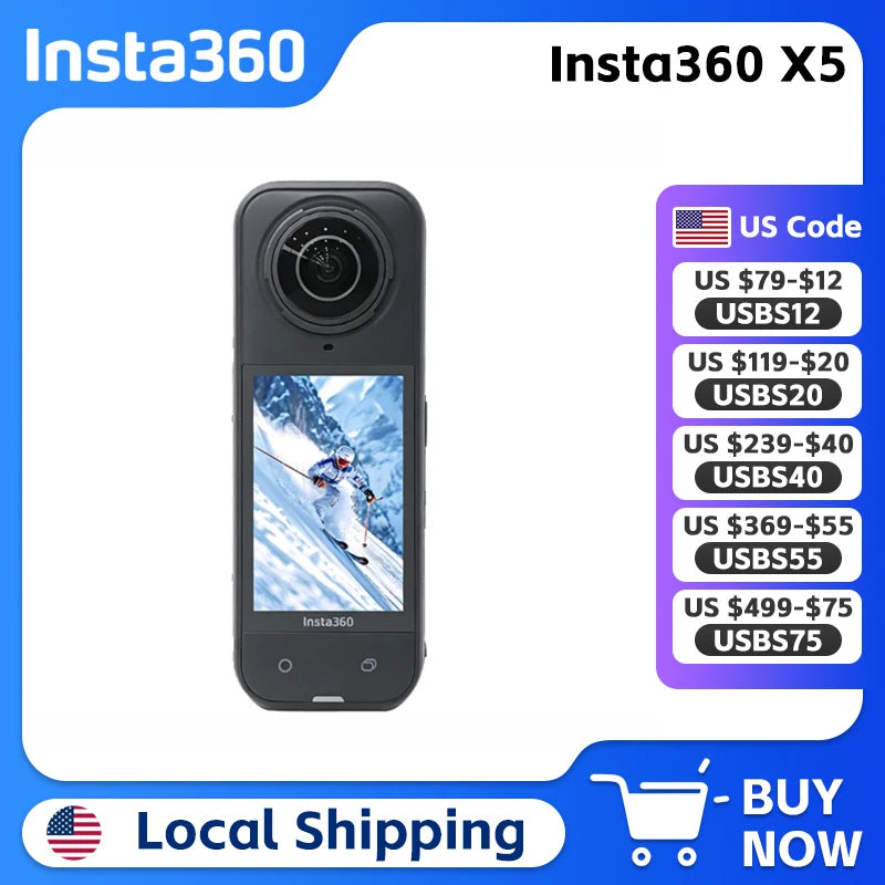 Insta360 X5 8K 360 Video Camera With Dual Replaceable Lenses