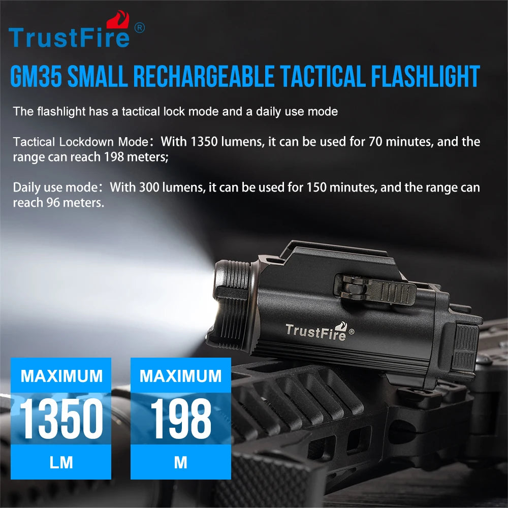 TrustFire GM35 Tactical LED Flashlight With 1350 Lumens Rechargeable