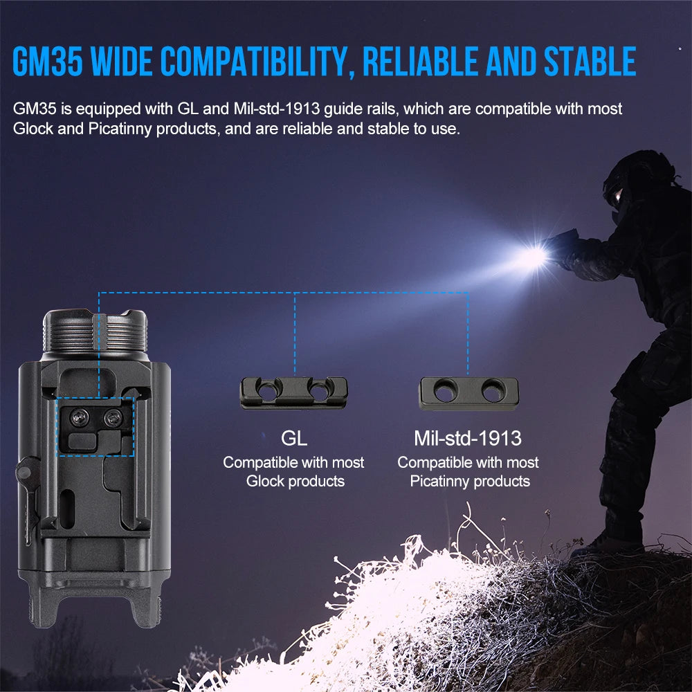 TrustFire GM35 Tactical LED Flashlight USB Rechargeable Quick Release