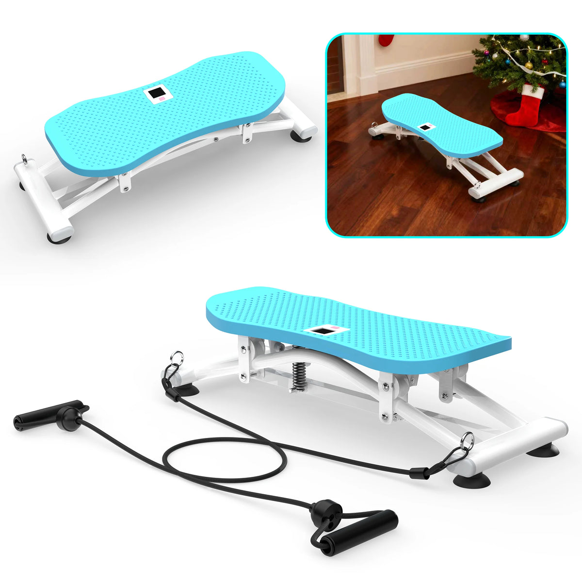Sliding Ski Simulator Machine for Home Gym, Indoor Skiing Fitness Equipment with Resistance Bands, Full Body Cardio Workout Trainer for Core & Legs, Non-Slip Base, 300LBS Capacity