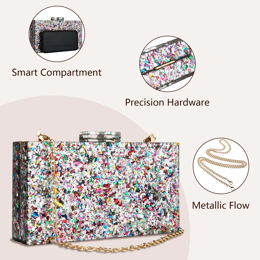 Acrylic Luxury Chain Handbag For Women Box Clutch Evening Bags Party Shoulder Crossbody Bags Dinner Dress Purses Festival Gifts