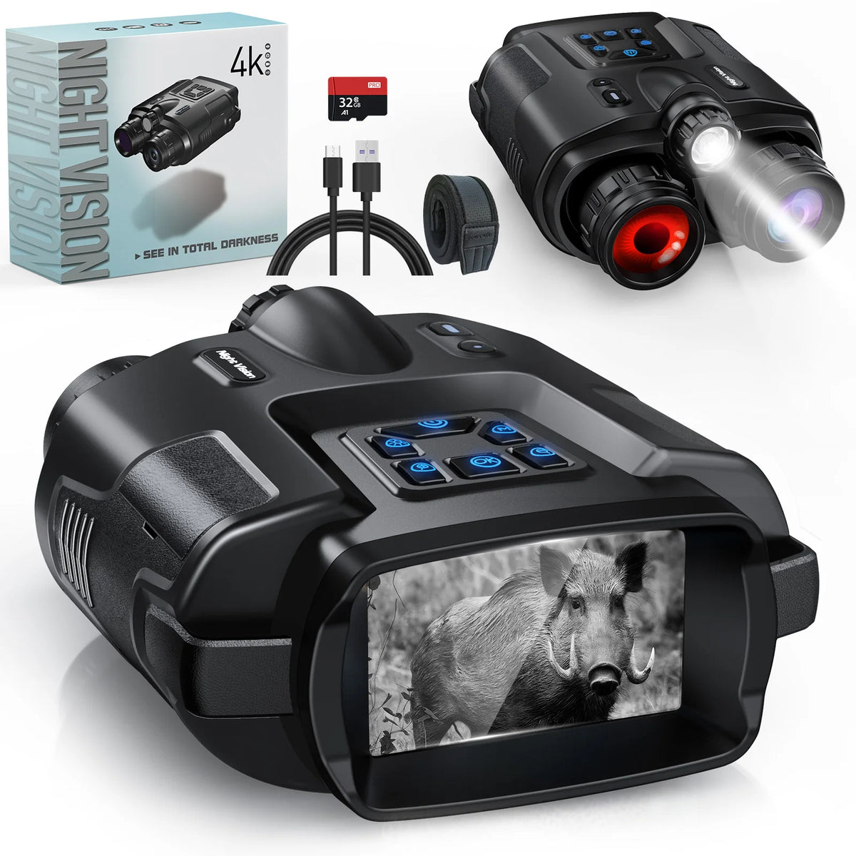 DIYIMIN Night Vision Binoculars 8X Digital Zoom Rechargeable Goggles