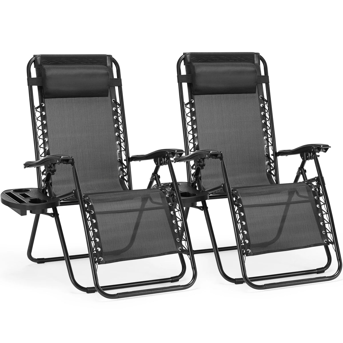 JHK Portable Zero Gravity Patio Lounge Chair With Cup Holder