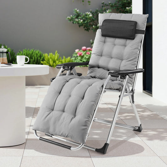 JHK Zero Gravity Folding Outdoor Lounge Chair With Cup Holder