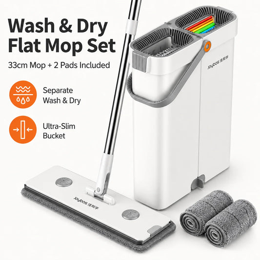 Joybos Ultra Slim Flat Mop Bucket Hands Free Cleaning System