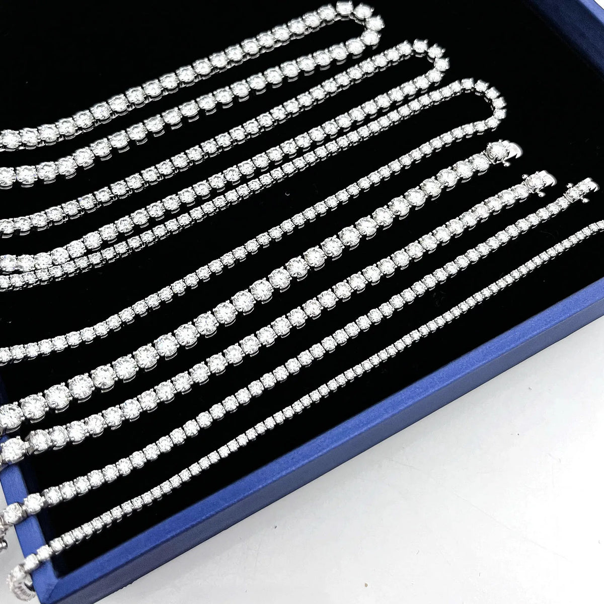 Hip Hop 925 Sterling Silver 3mm 4mm 5mm VVS Moissanite Diamond Necklace Moissanite Tennis Chain