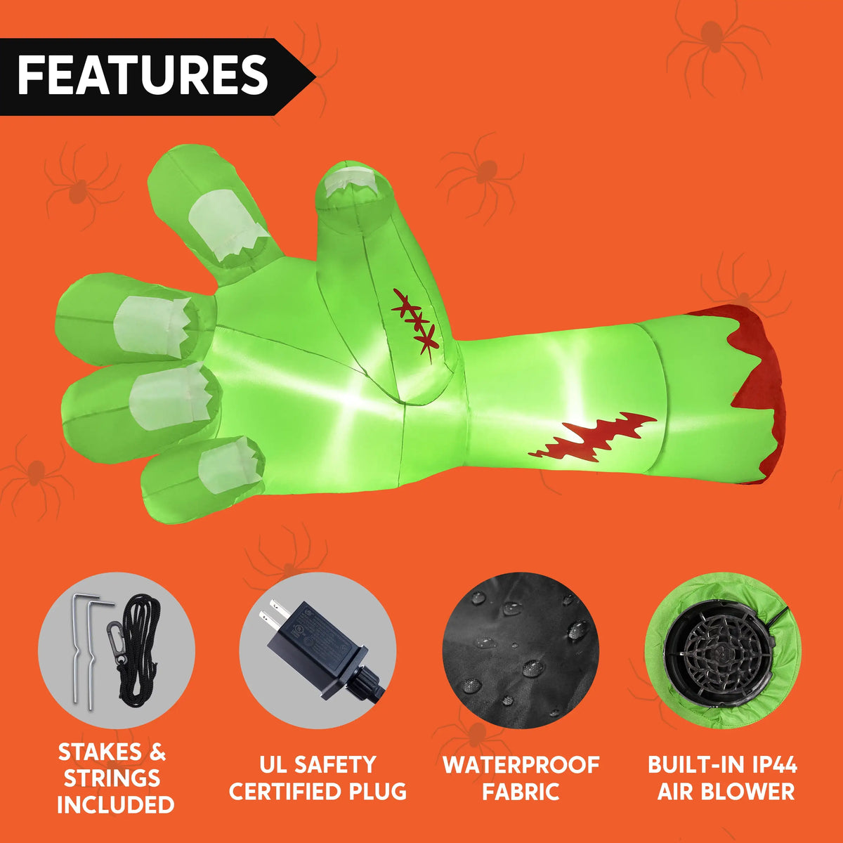 Joyfy Giant Zombie Arm Halloween Inflatable With Built In LEDs