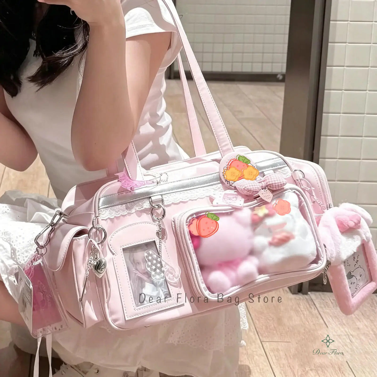 Y2K New Concert Ita Bag JK Large Capacity Shoulder Bag Cute Girl Transparent Backpack Exhibition DIY Badge Display Crossbody Bag