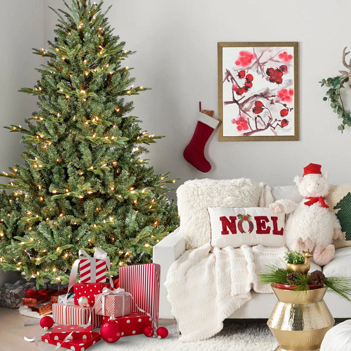 Pre-Lit Hinged Full Artificial Christmas Tree UL Certified Lights