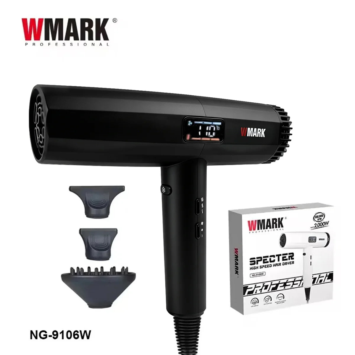 Wmark Professional Hair Dryer With Hot And Cold Air Settings