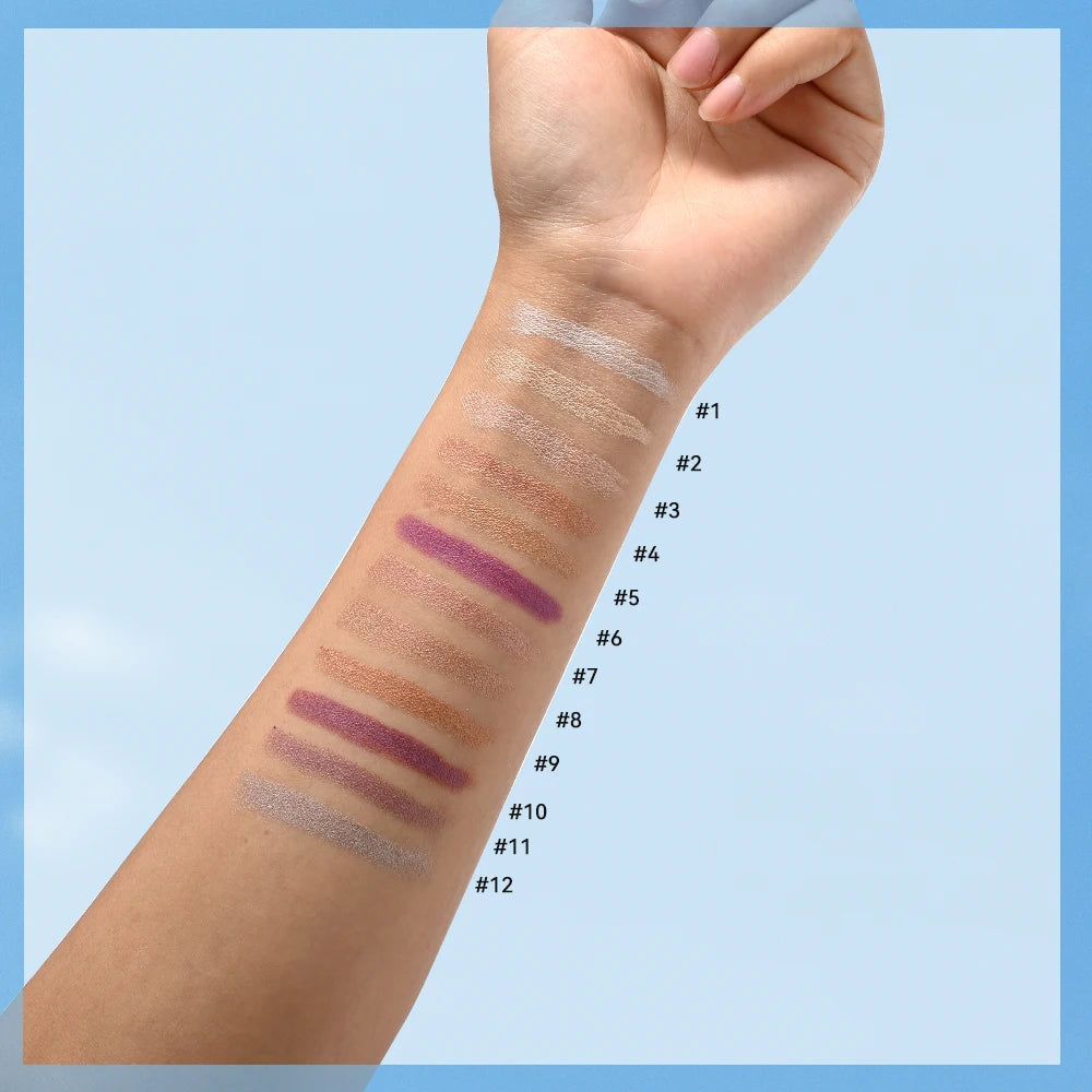Shimmer Cream Eyeshadow Stick Waterproof Metallic Eye Shadow Crayon Blendable Long Lasting Glitter Eye Brightener Stick Daily Eye Makeup Cosmetic