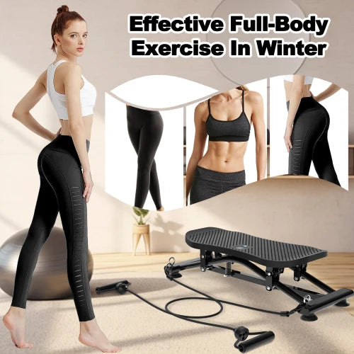 Sliding Ski Simulator Machine for Home Gym, Indoor Skiing Fitness Equipment with Resistance Bands, Full Body Cardio Workout Trainer for Core & Legs, Non-Slip Base, 300LBS Capacity