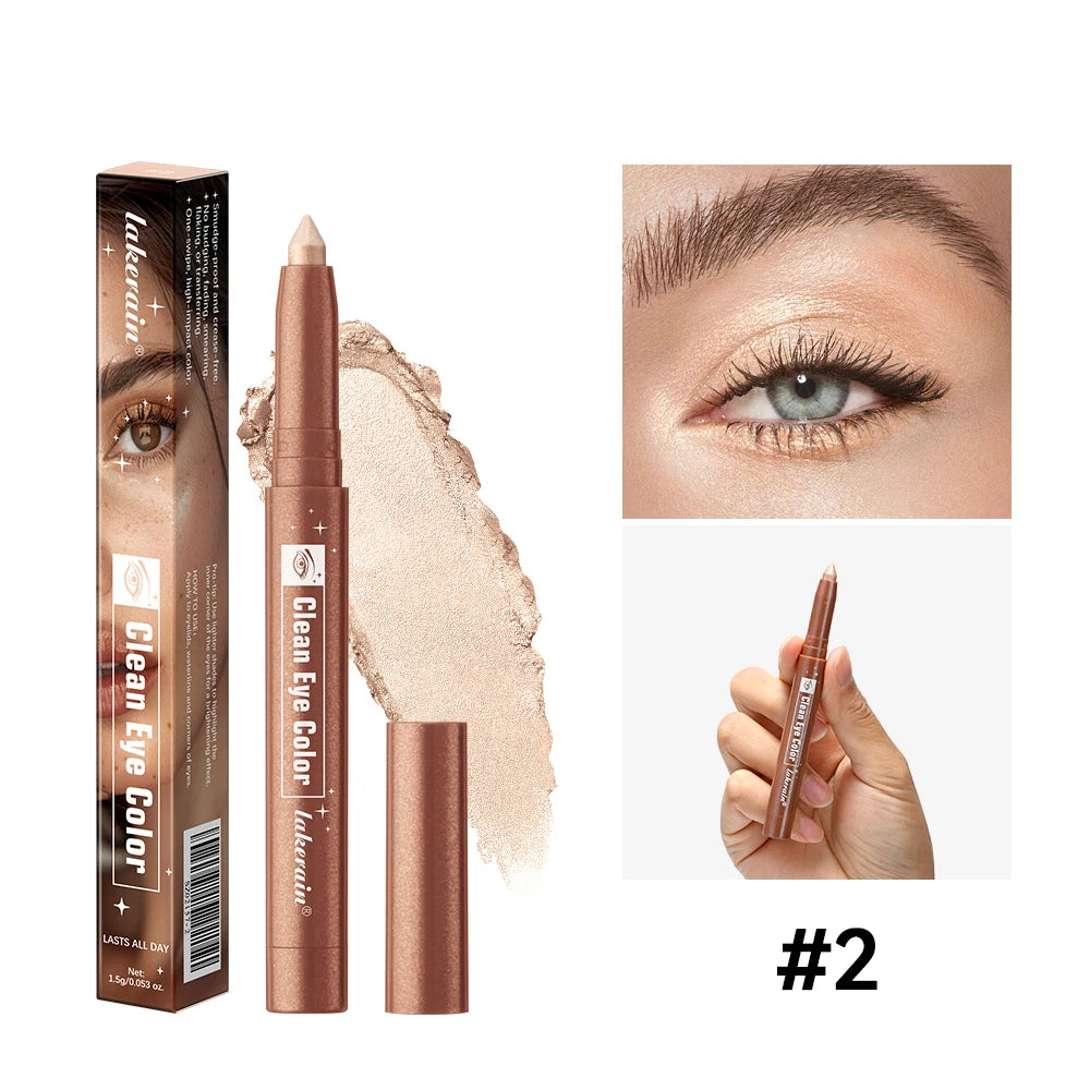 Shimmer Cream Eyeshadow Stick Waterproof Metallic Eye Shadow Crayon Blendable Long Lasting Glitter Eye Brightener Stick Daily Eye Makeup Cosmetic