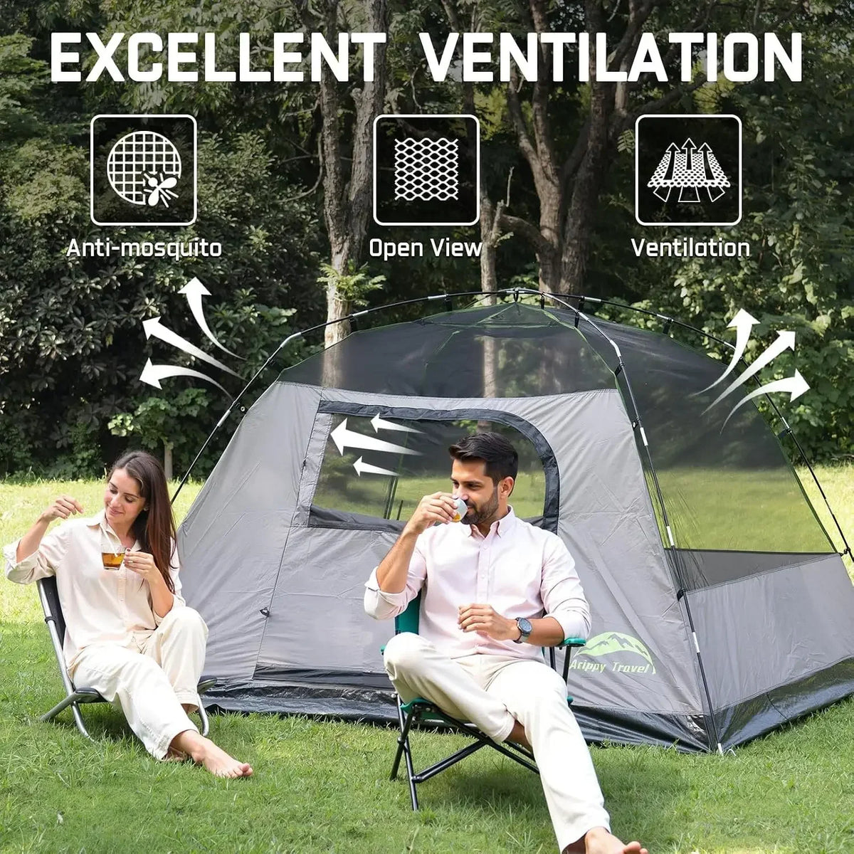 Happy Travel Camping Tent, 4/6 Person Dome Tents for Camping with Rainfly