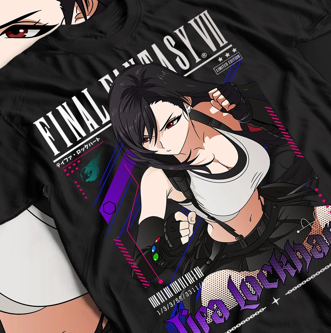 Tifa Lockhart FF7 Retro T-shirt - Waifu T-shirt, Final Fantasy 7 T-shirt, Men's and Women's Summer Loose Fashion Top