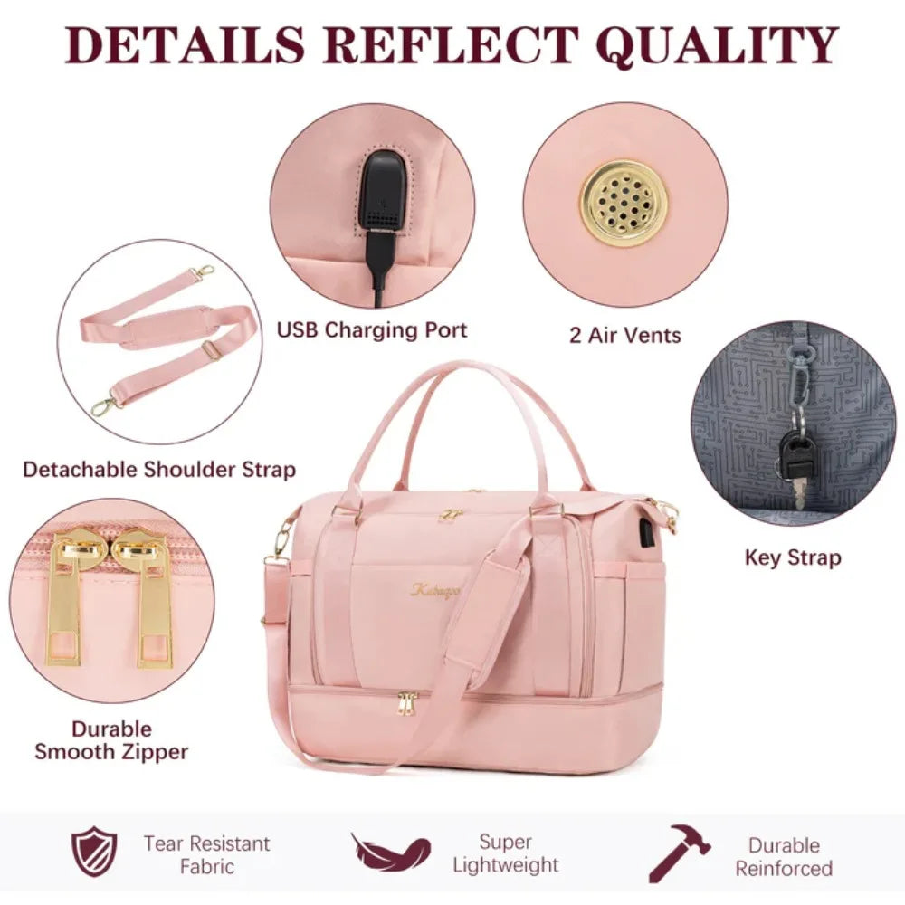 Large Capacity Travel Gym Bag Short-distance Luggage Portable Fitness Bags Shoulder Crossbody Handbags Women's Sports Waterproof