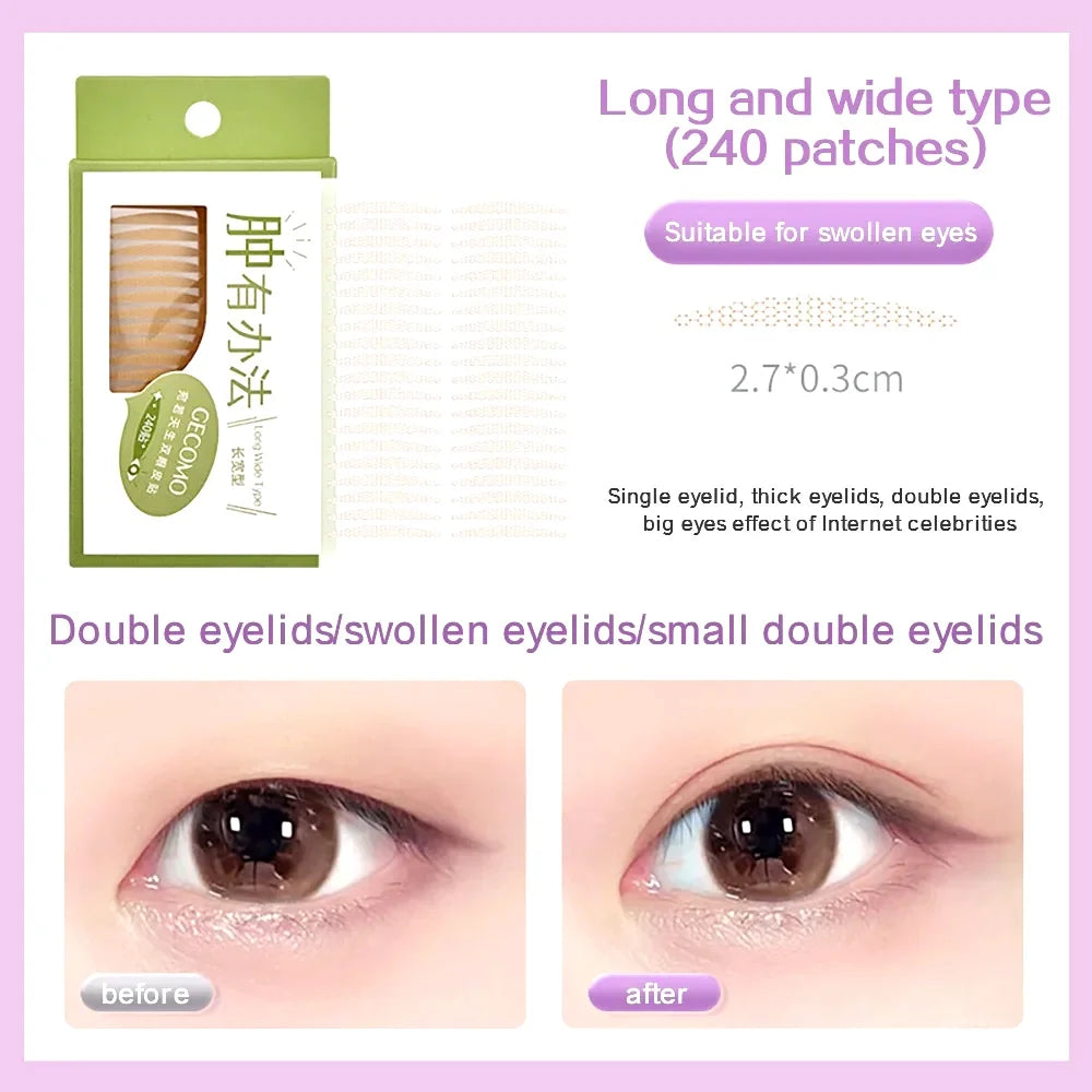 240 PCS Double Eyelid Stickers Natural Invisible And Long-lasting Shaping Big Eye Beauty Tapes For Single Eyelid Person