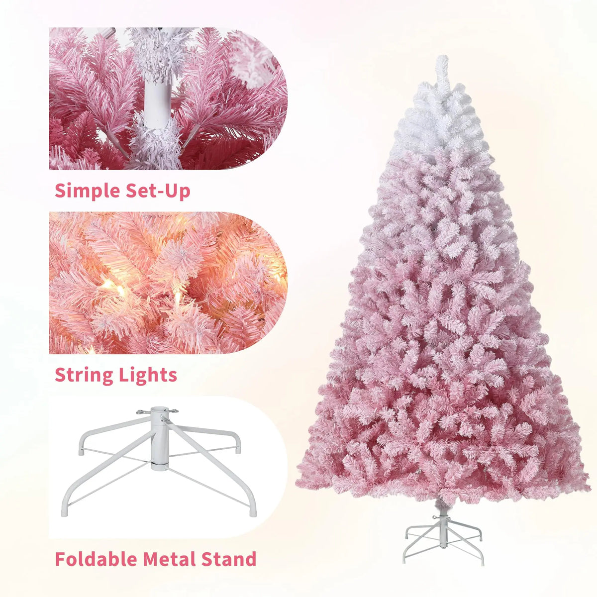 Prelit Artificial Christmas Tree With RGB Flocked Lights