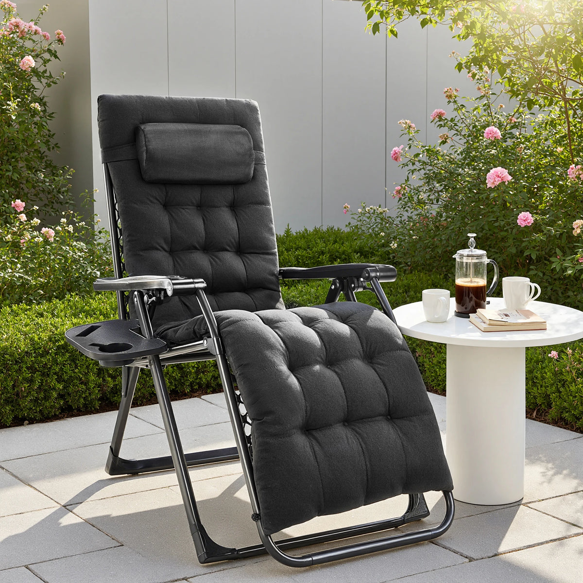 JHK Zero Gravity Recliner Lounge Chair With Removable Cushion