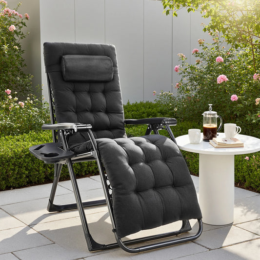 JHK Zero Gravity Recliner Lounge Chair With Removable Cushion