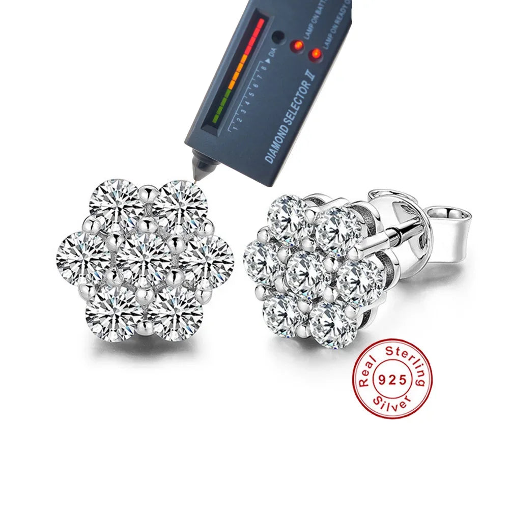 Cbtb Real Moissanite D Color 925 Sterling Silver Snowflake Stud Earrings for Women Wedding Luxury Jewelry Wholesale