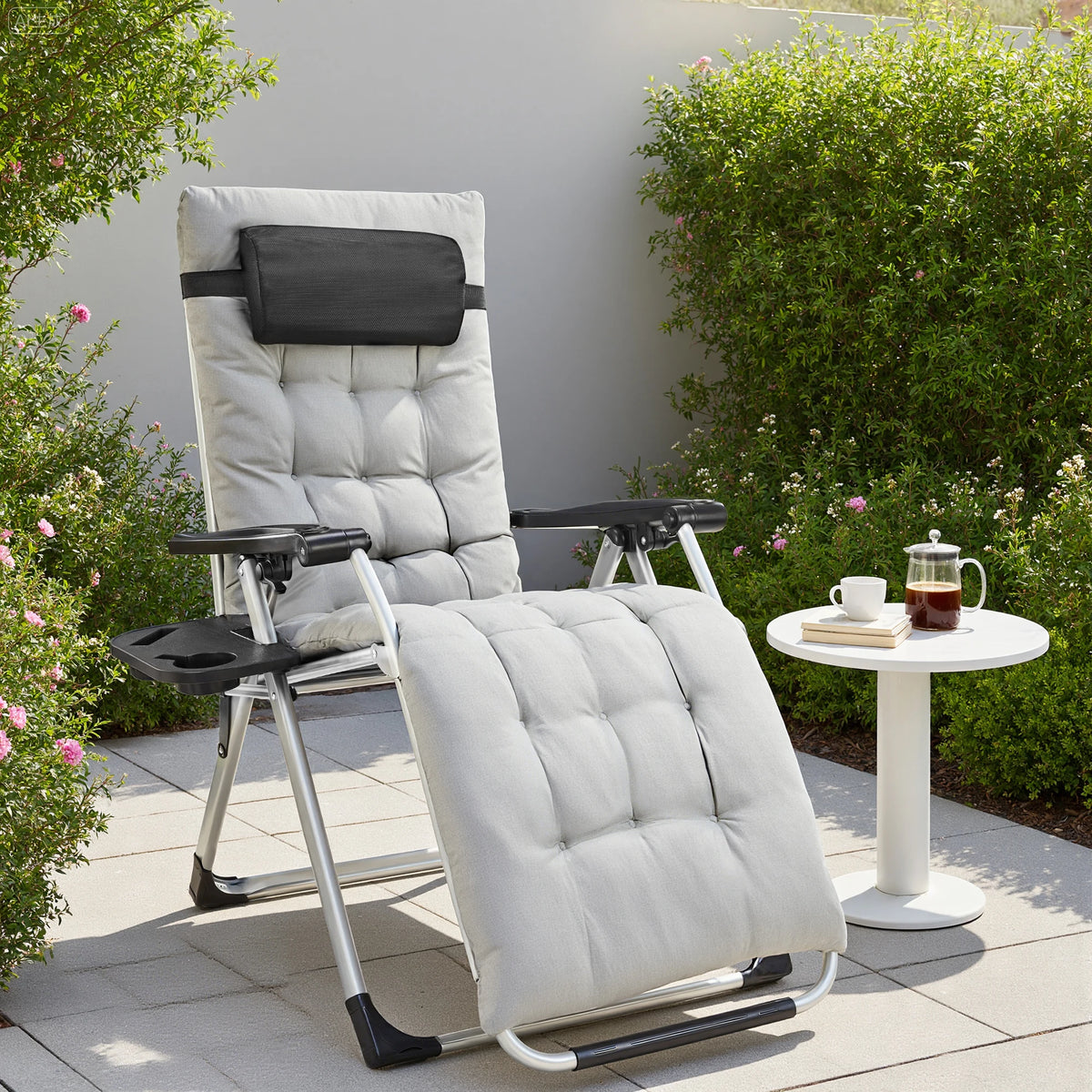 JHK Portable Zero Gravity Patio Lounge Chair With Cup Holder