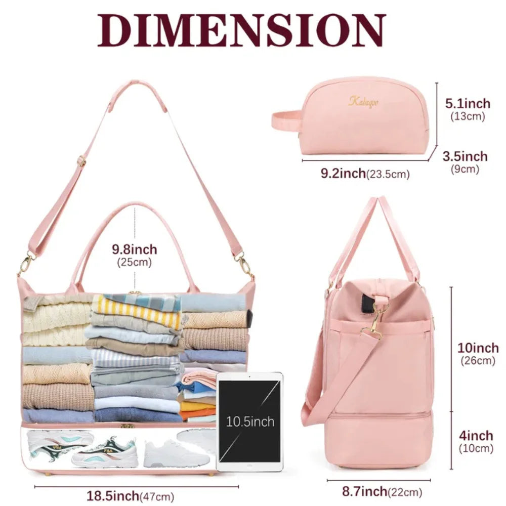 Large Capacity Travel Gym Bag Short-distance Luggage Portable Fitness Bags Shoulder Crossbody Handbags Women's Sports Waterproof