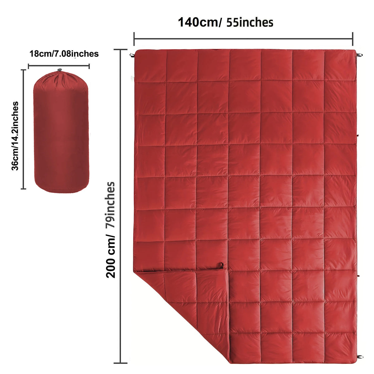 Lightweight Down Alternative Puffy Camping Blanket For Travel And Outdoors