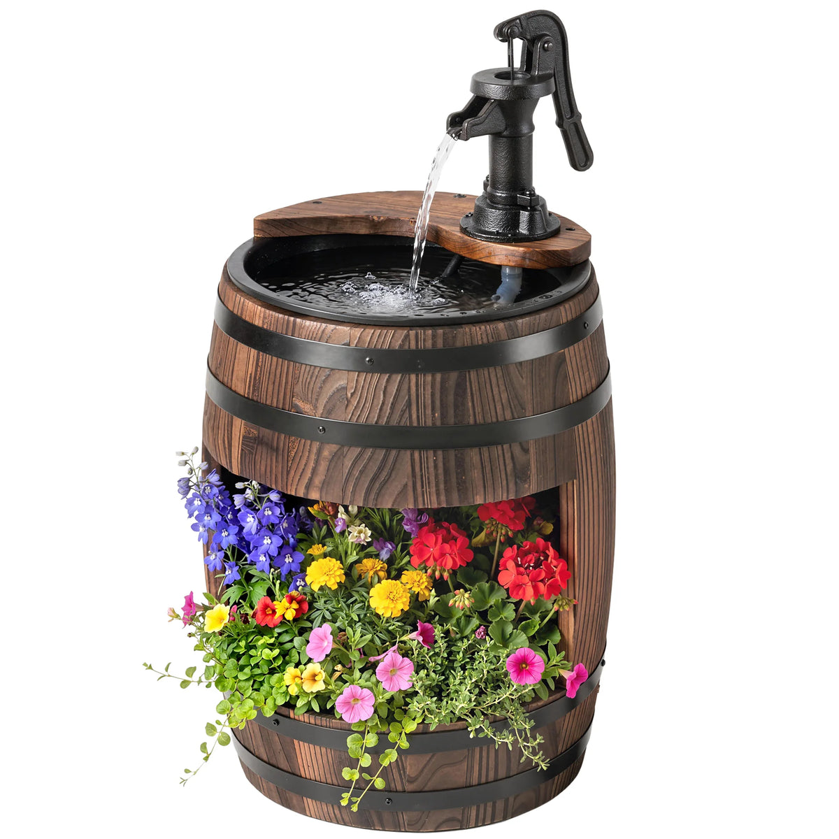 Outsunny Wooden Water Pump Fountain For Garden And Patio Decor
