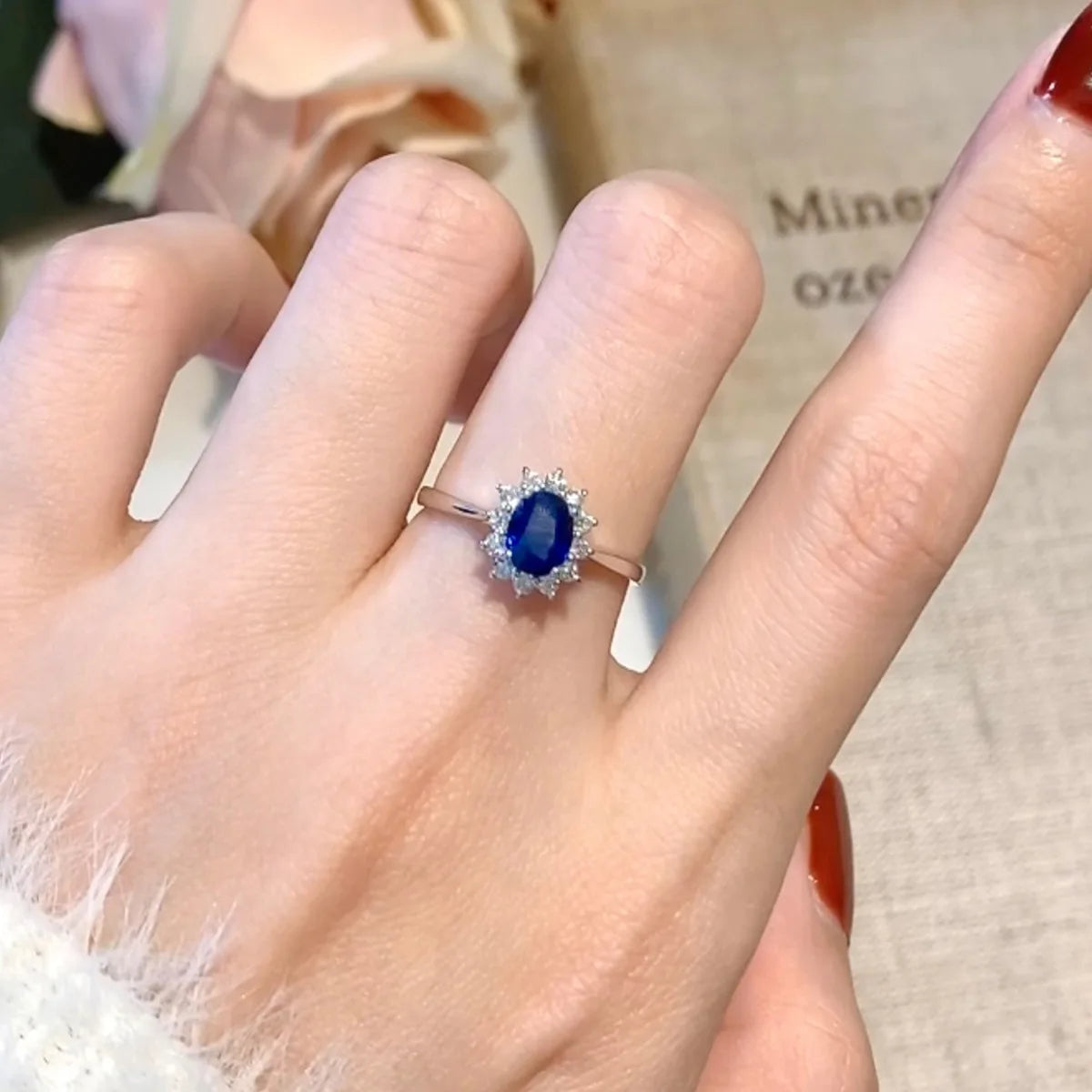LYEE CYEE 925 Sterling Silver Blue Moissanite sunflower Ring colorful Jewelry Women's Engagement Wedding Ring Valentine's Day Gift Birthday Party Gift