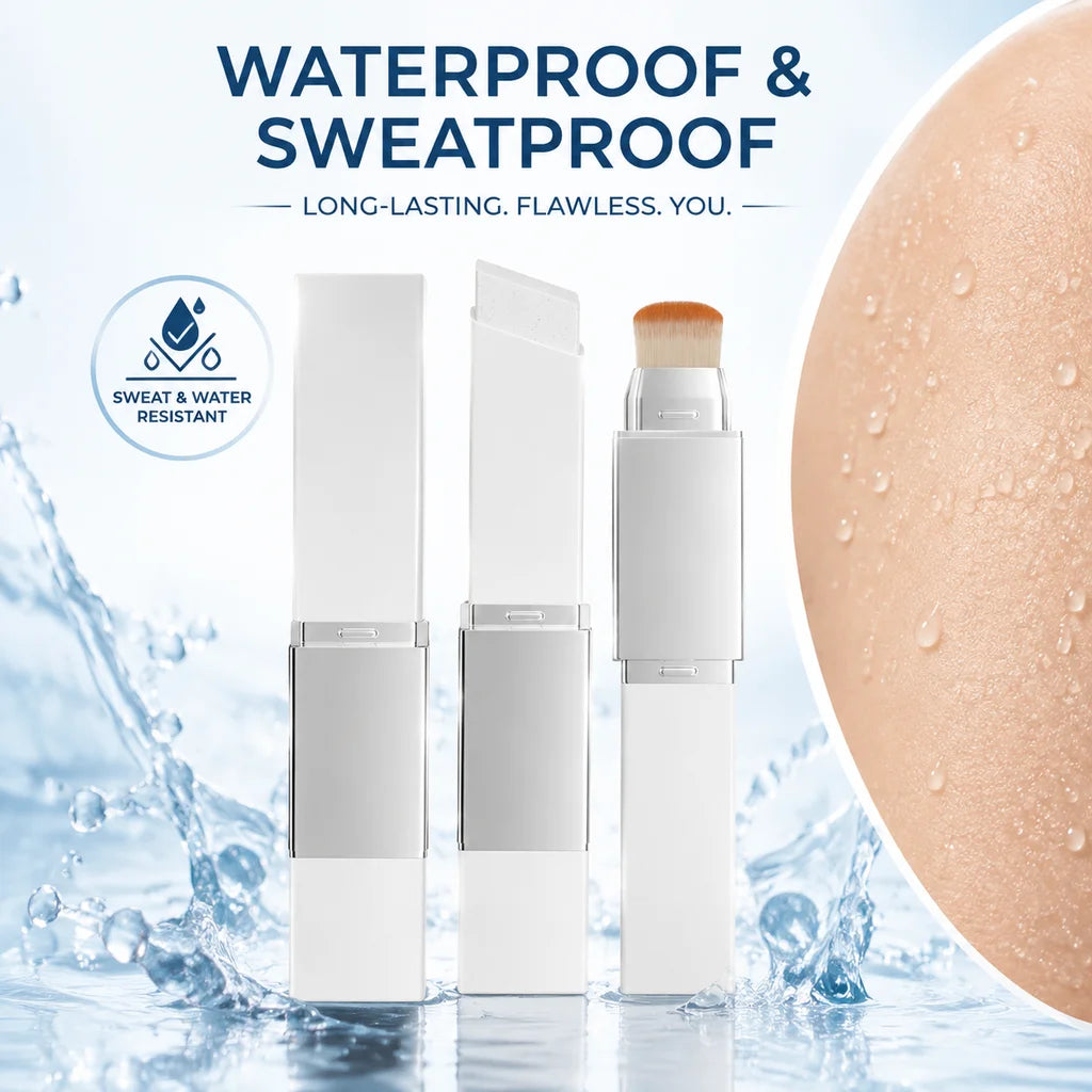 Color Changing Foundation Stick Waterproof Sweatproof Lightening Full Coverage Concealer 2 in 1 Stick Foundation Makeup Brushes