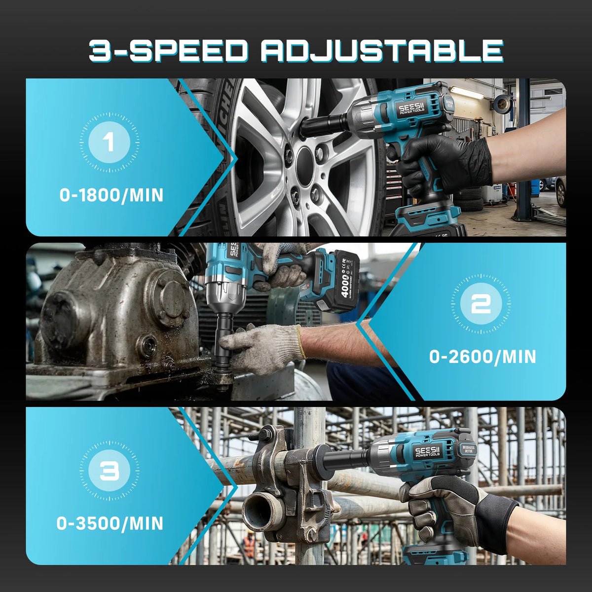 Seesii Brushless Cordless Impact Wrench And Drill Kit