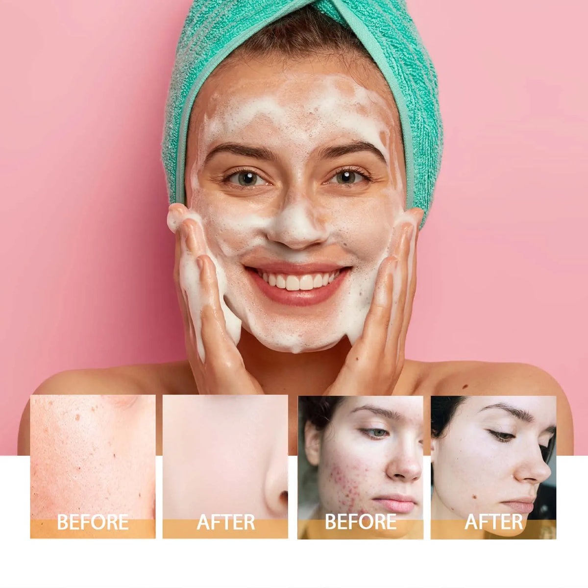 Hoygi Turmeric Brightening Foam Cleanser With Silicone Brush Rose Water
