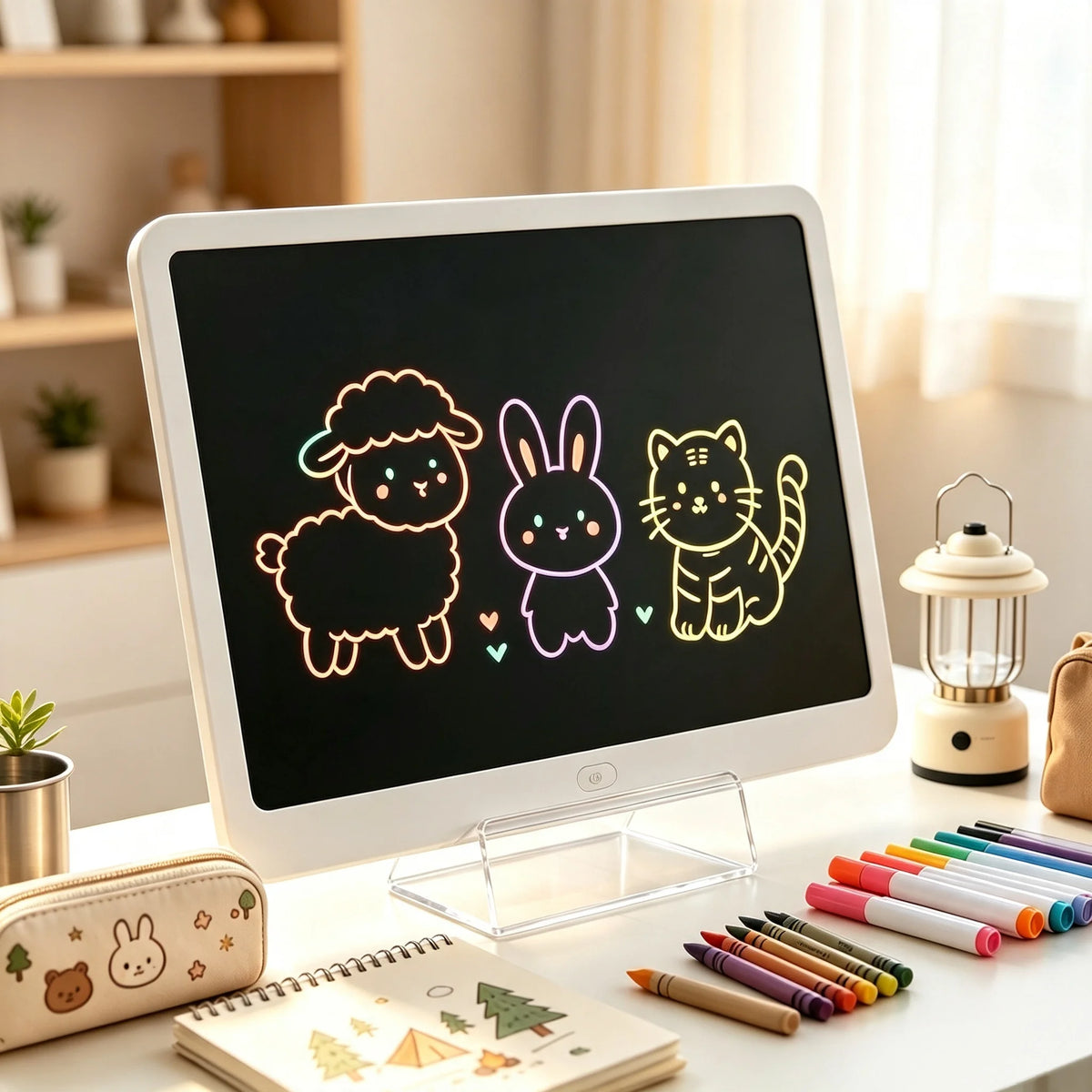 16 inch Large LCD Writing Board and Erasable Graffiti Board - Portable Color Partition Design Drawing Board, Perfect for Teenagers' Art, Home, School, Daily Gifts (Paper Gift Box with Holder)