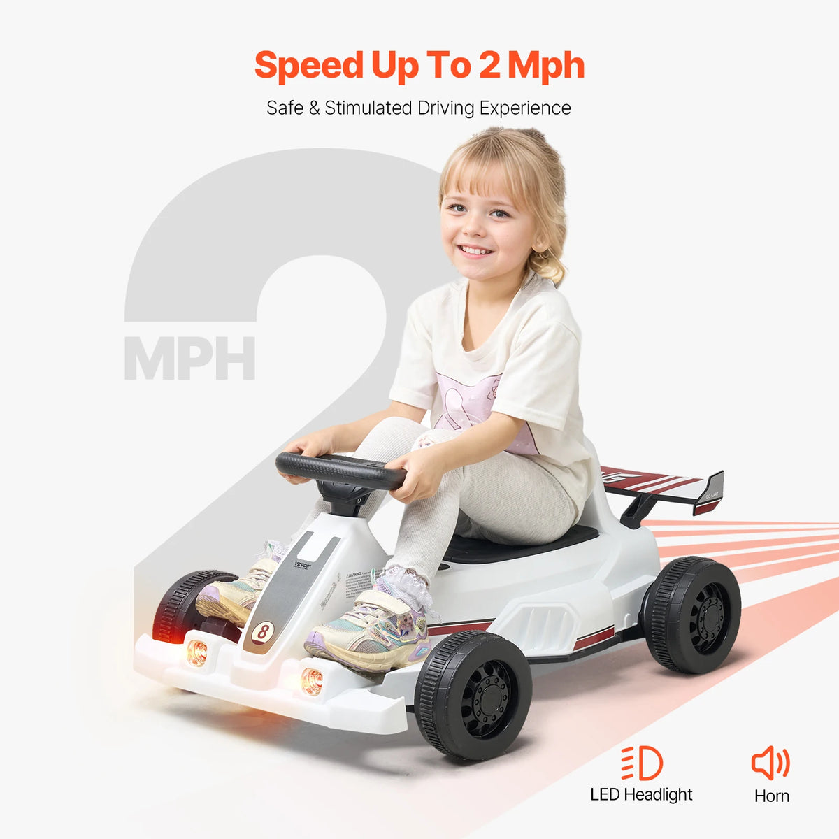SucceBuy Electric Pedal Go Kart With LED Headlight And Horn