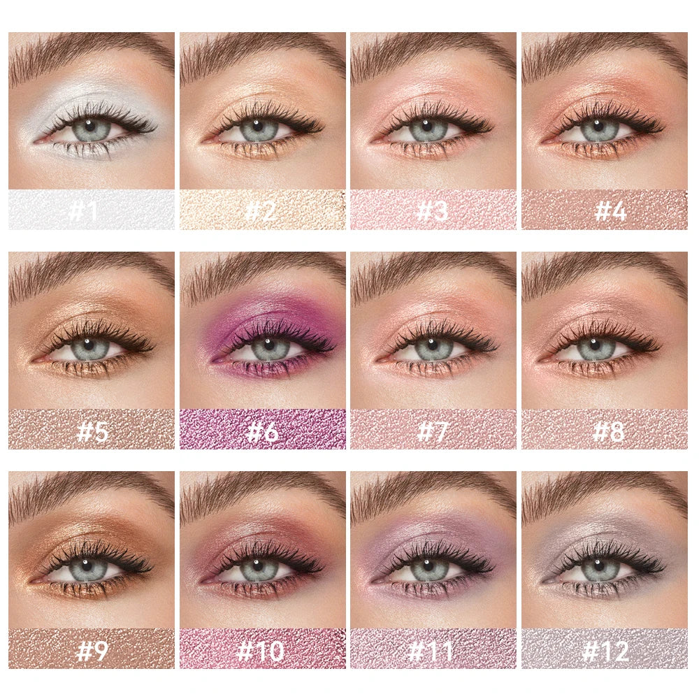 Shimmer Cream Eyeshadow Stick Waterproof Metallic Eye Shadow Crayon Blendable Long Lasting Glitter Eye Brightener Stick Daily Eye Makeup Cosmetic