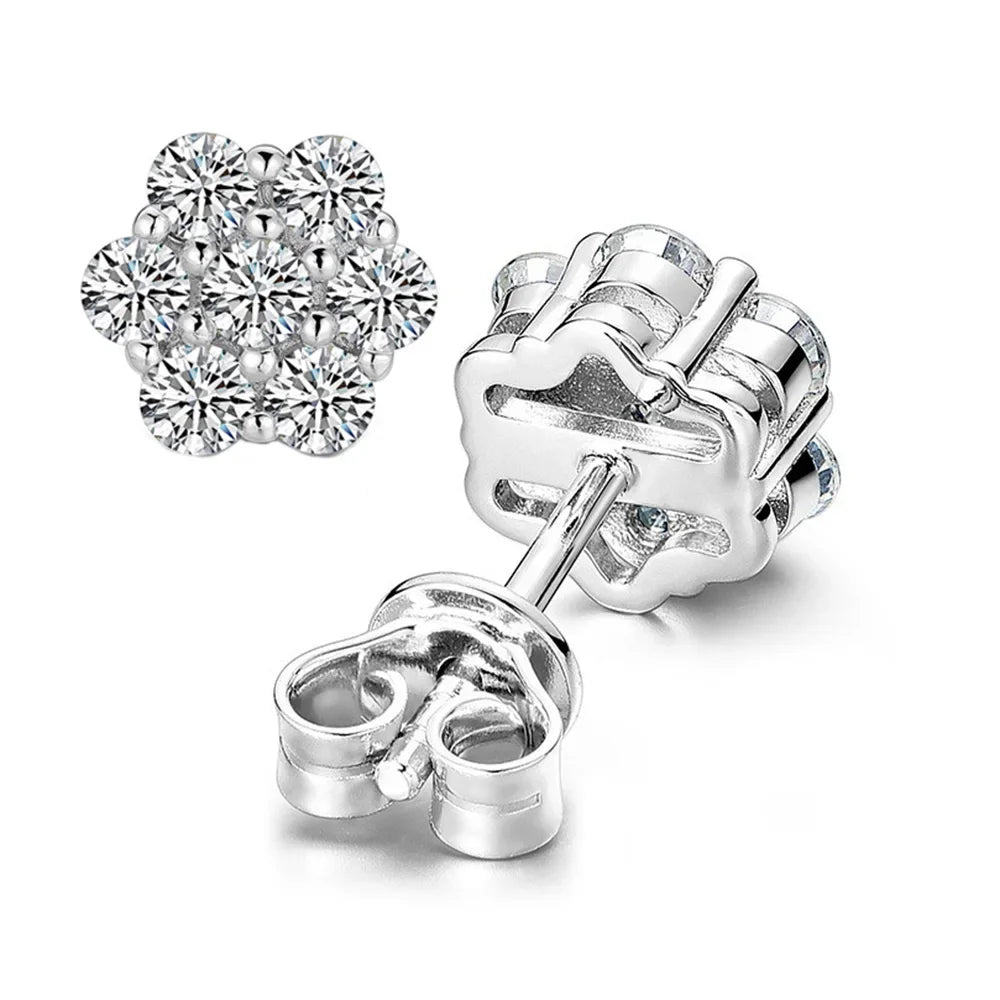 Cbtb Real Moissanite D Color 925 Sterling Silver Snowflake Stud Earrings for Women Wedding Luxury Jewelry Wholesale