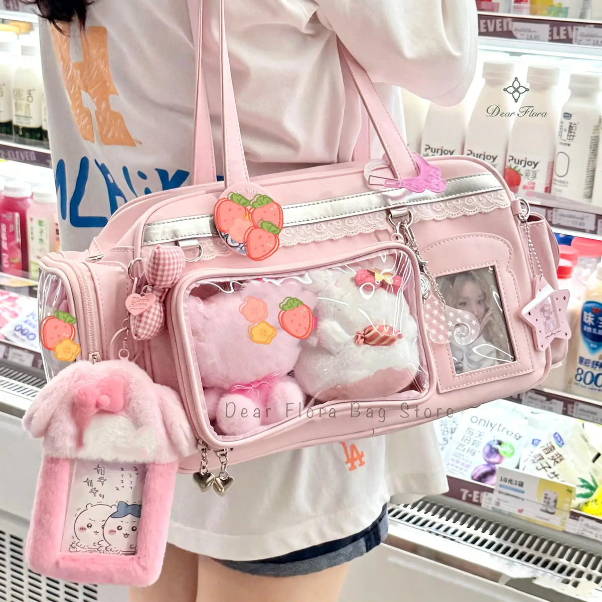 Y2K New Concert Ita Bag JK Large Capacity Shoulder Bag Cute Girl Transparent Backpack Exhibition DIY Badge Display Crossbody Bag